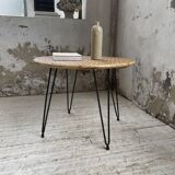 Wicker and metal coffee table from the 1950s