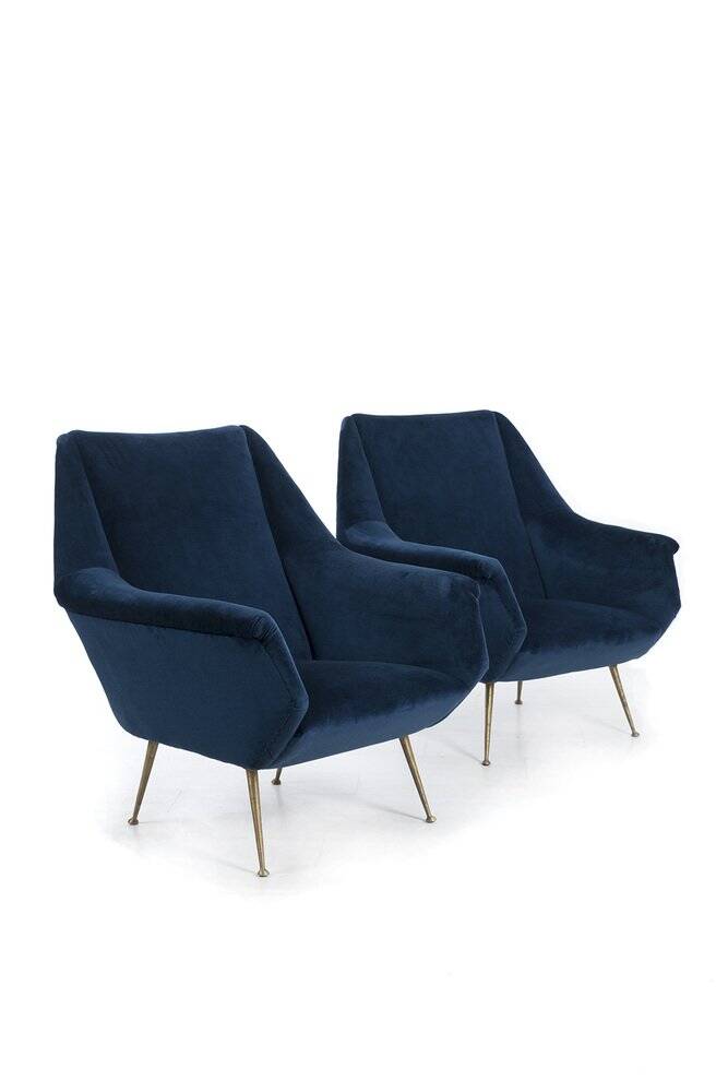 Ensemble de 2 fauteuils italiens bleu foncé