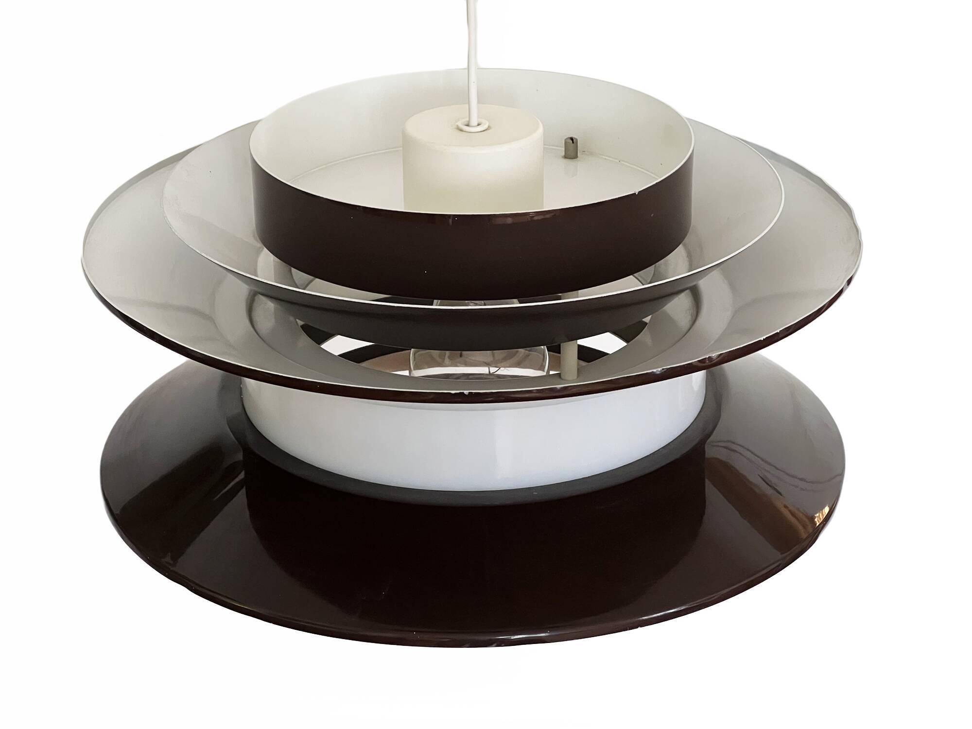 Pendant light "Trava" large brown version by Carl Thore for Granhaga Metallindustri. Sweden 1970s.