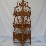 Étagère d'angle rotin peacock vintage