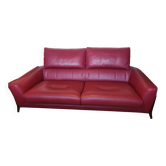Roche bobois allusion red leather sofa - designers tapinassi & manzoni