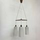 Mid-century design pendant lamp teak and opaline glass , 1970s