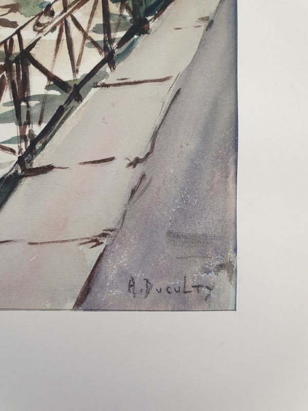 André Duculty (1912-1990) Watercolor on paper "Annecy (Haute Savoie)" Signed lower right