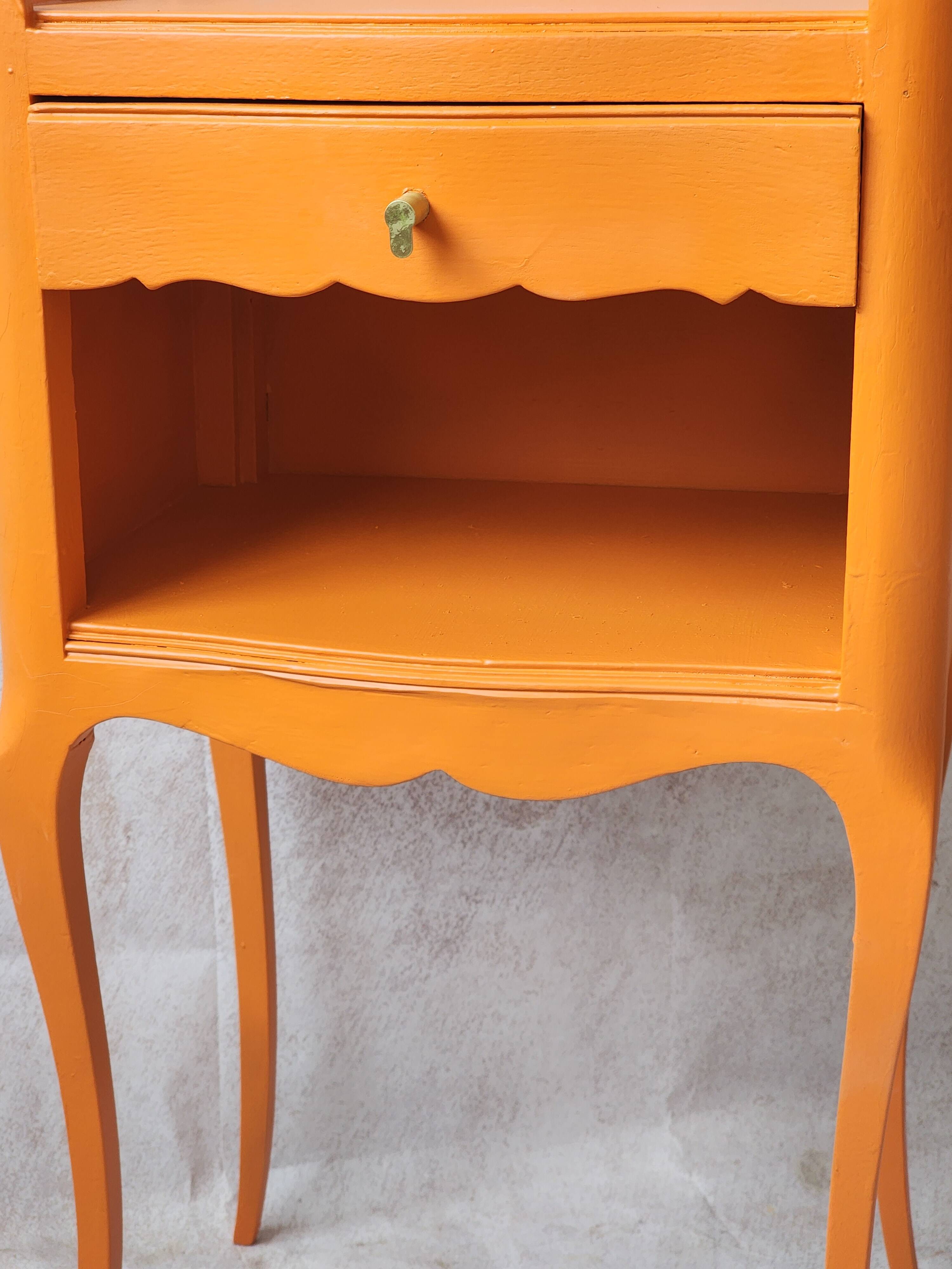 Old orange bedside table