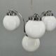 Czech Art Deco Chandelier from the 1930s with Four Opaline Glass Shades