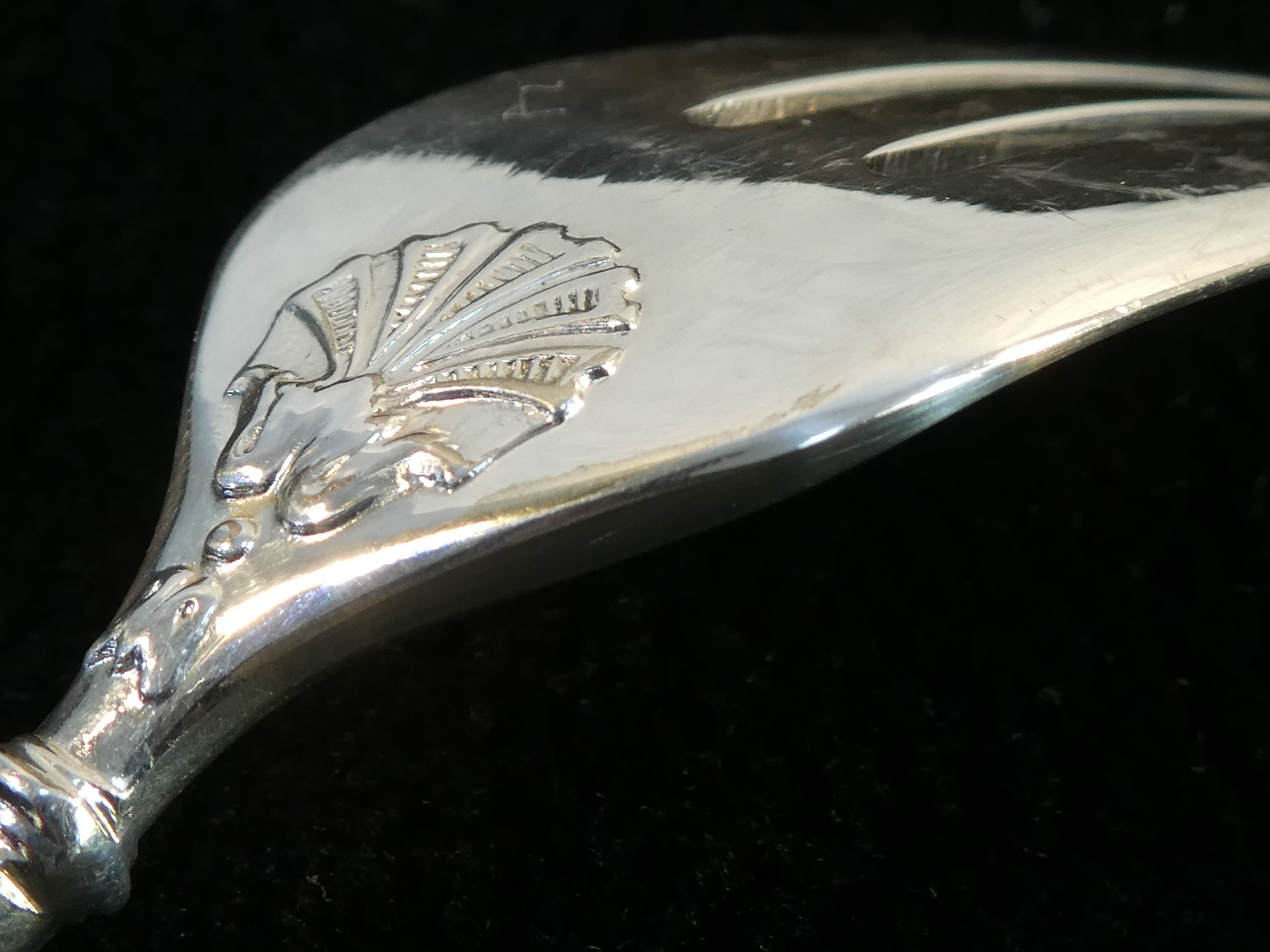 12 SFAM cake forks in silver metal Russian handle