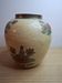 Vintage enamelled brass round vase with handmade floral decoration.