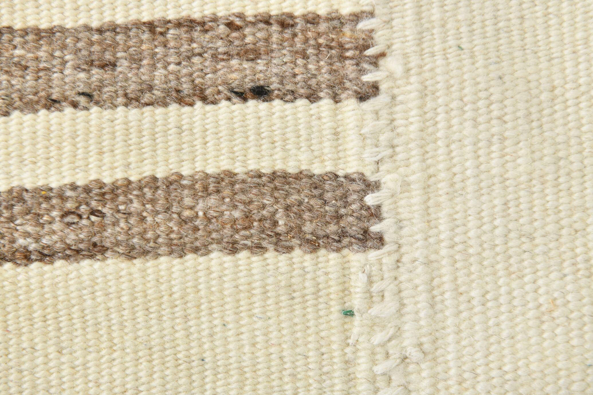 6x9 Cream & Brown Contemporary Vintage Kilim Rug, 184x282Cm