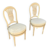 Beautiful pair of "lyre" back chairs, inspired by the Louis XVI period.