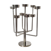 Candle holder with 9 branches in chrome-plated metal