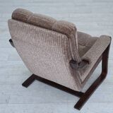 1970s, Danish armchair, light brown furniture corduroy, dark beech wood.