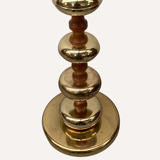Brass and wood turnt large table or floor lamp by VEB Narva Leuchtenbau Germany, 1970s
