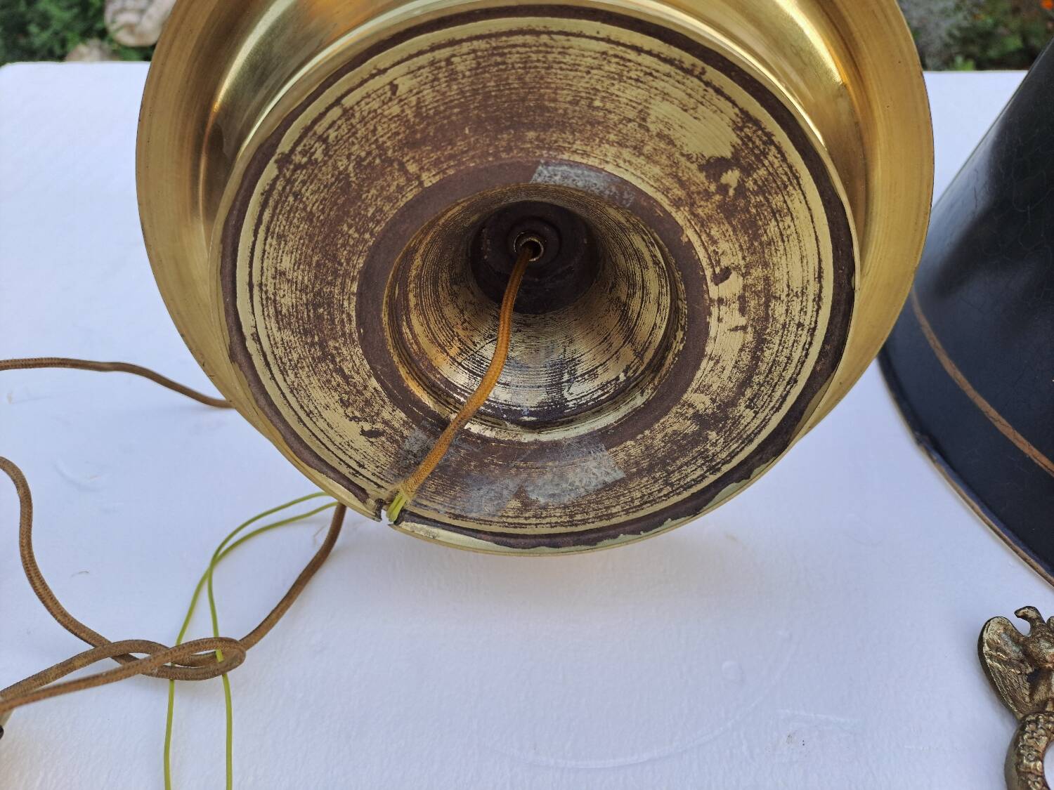 Empire style bouillotte lamp in bronze and sheet metal