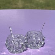 Lot - 2 pièces salerons avec cuillère en cristal