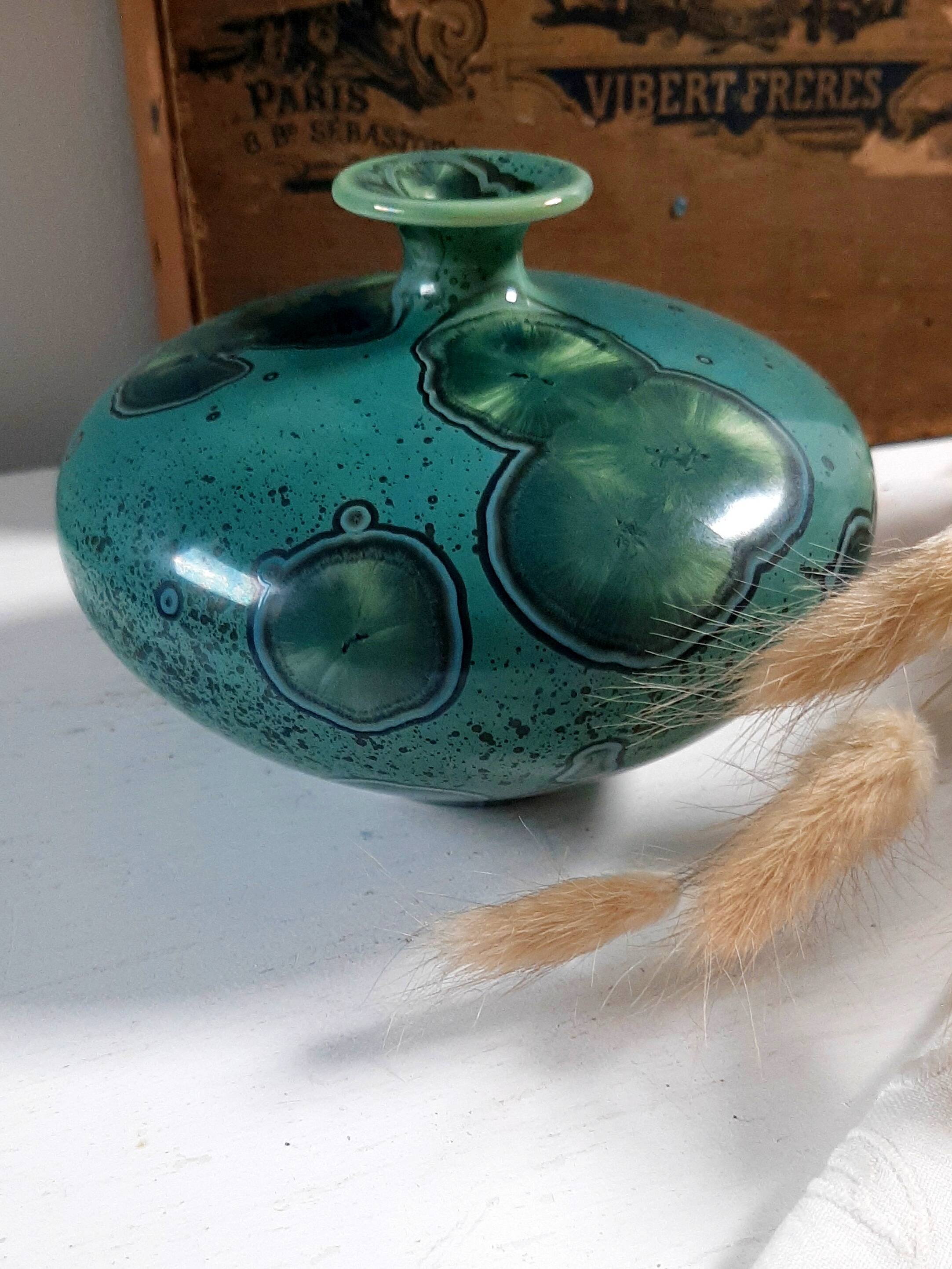 Vase soliflore en céramique à glaçure cristalline