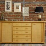 Wooden and rattan sideboard