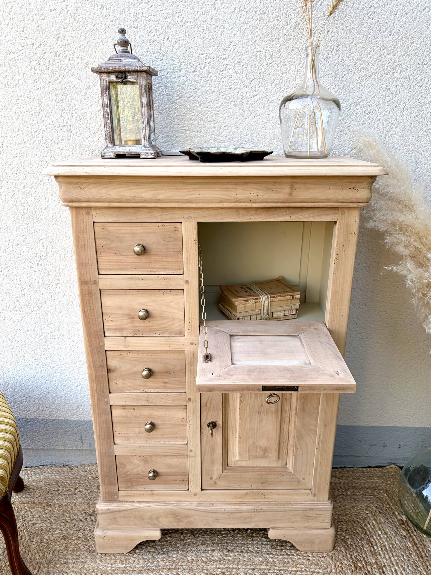Small raw wood secretary