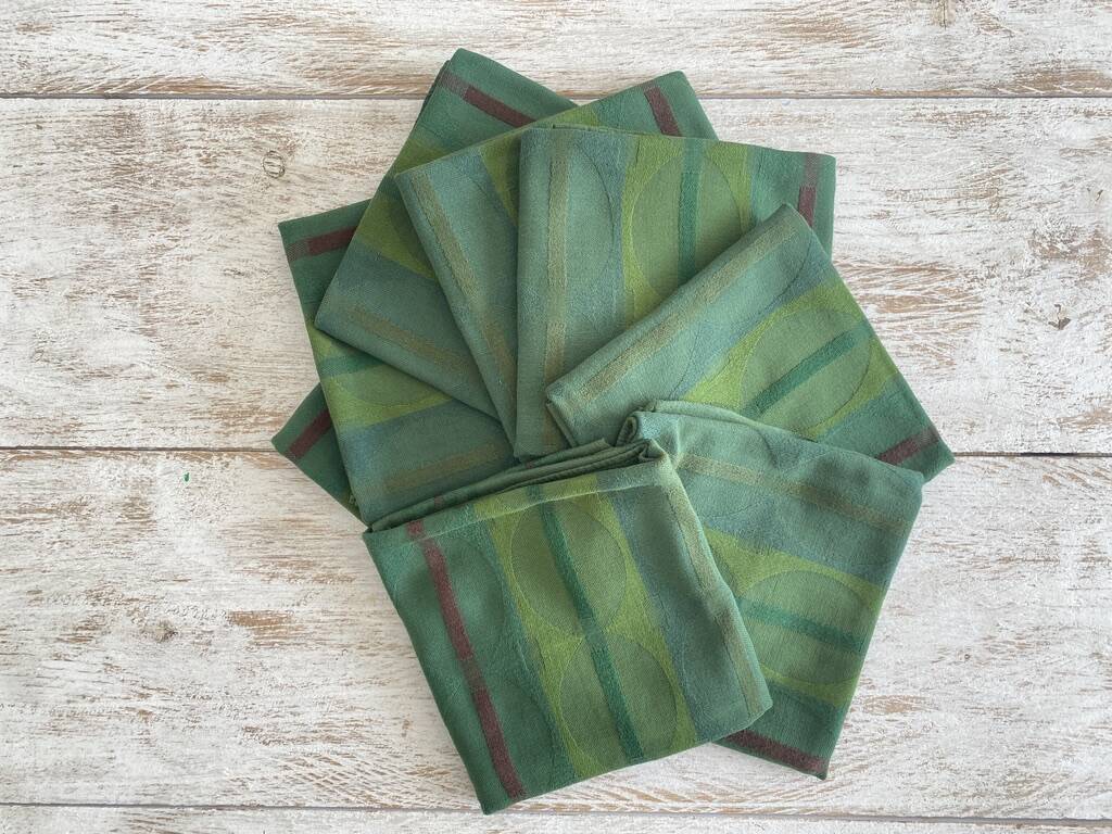 8 damask checkered napkins - cotton - 50x50 cm