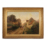 French signed landscape painting oil on canvas dated 1899