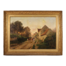 Peinture de paysage française à l’huile sur toile datée de 1899