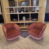 Fauteuil pivotant à 360º velours base acier inoxydable