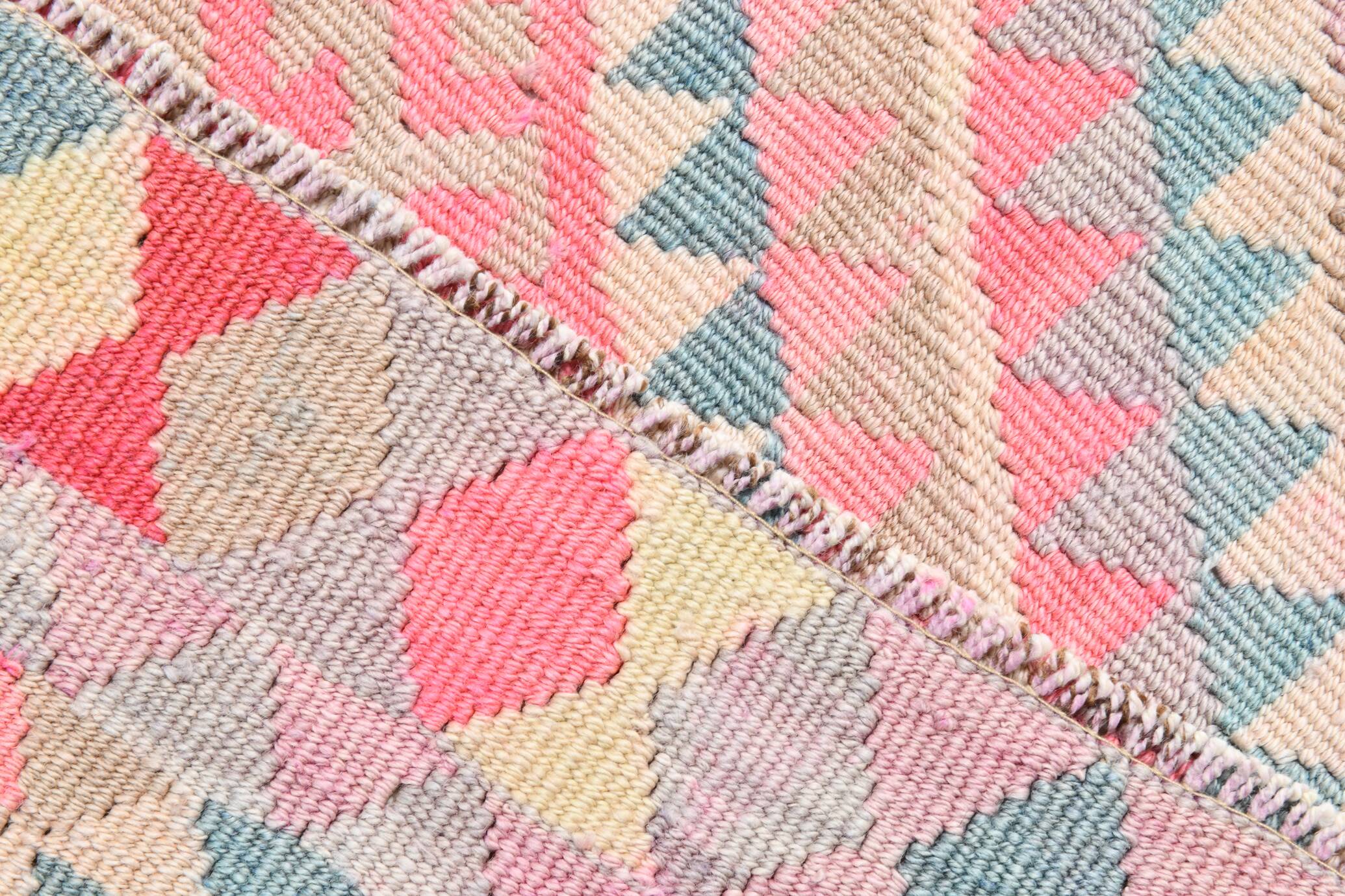 3x13 Soft Pink Turkish Vintage Runner Rug, 94x404Cm