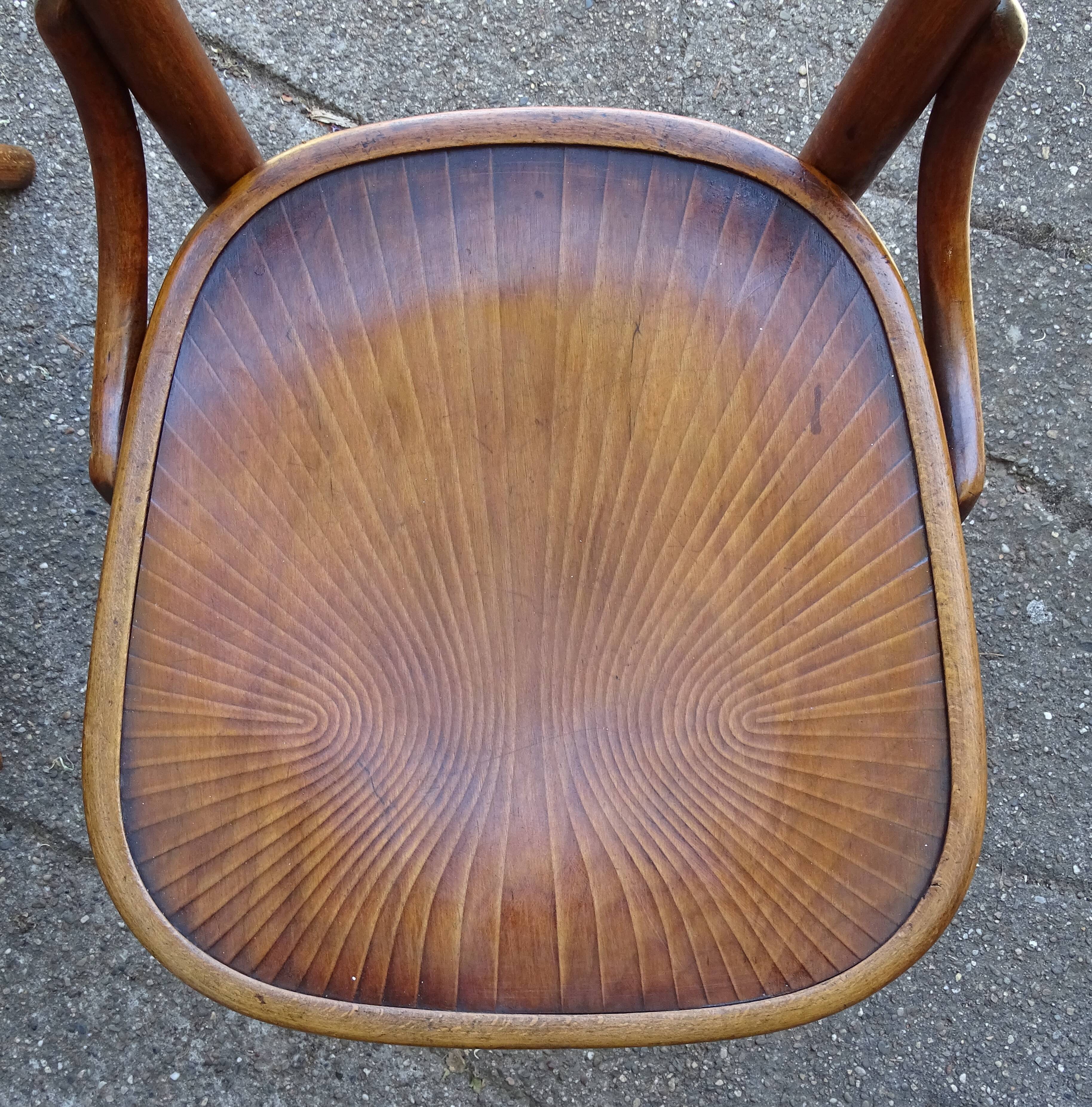 Set of 2 chairs bistro fischel 1930, wooden seats