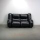 Black leather space age Italian 2 seater sofa