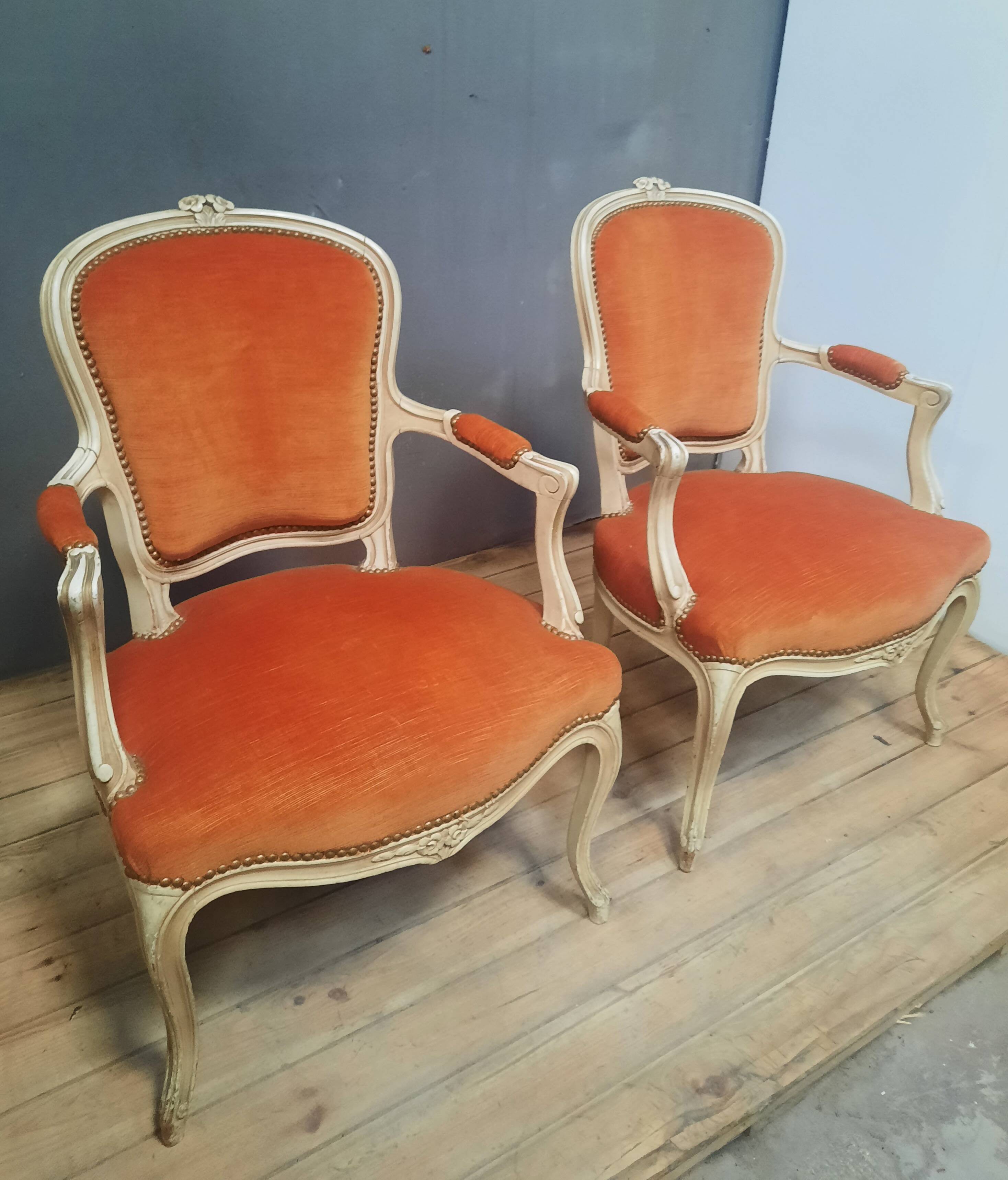 Pair of Louis XV "cabriolet" armchairs