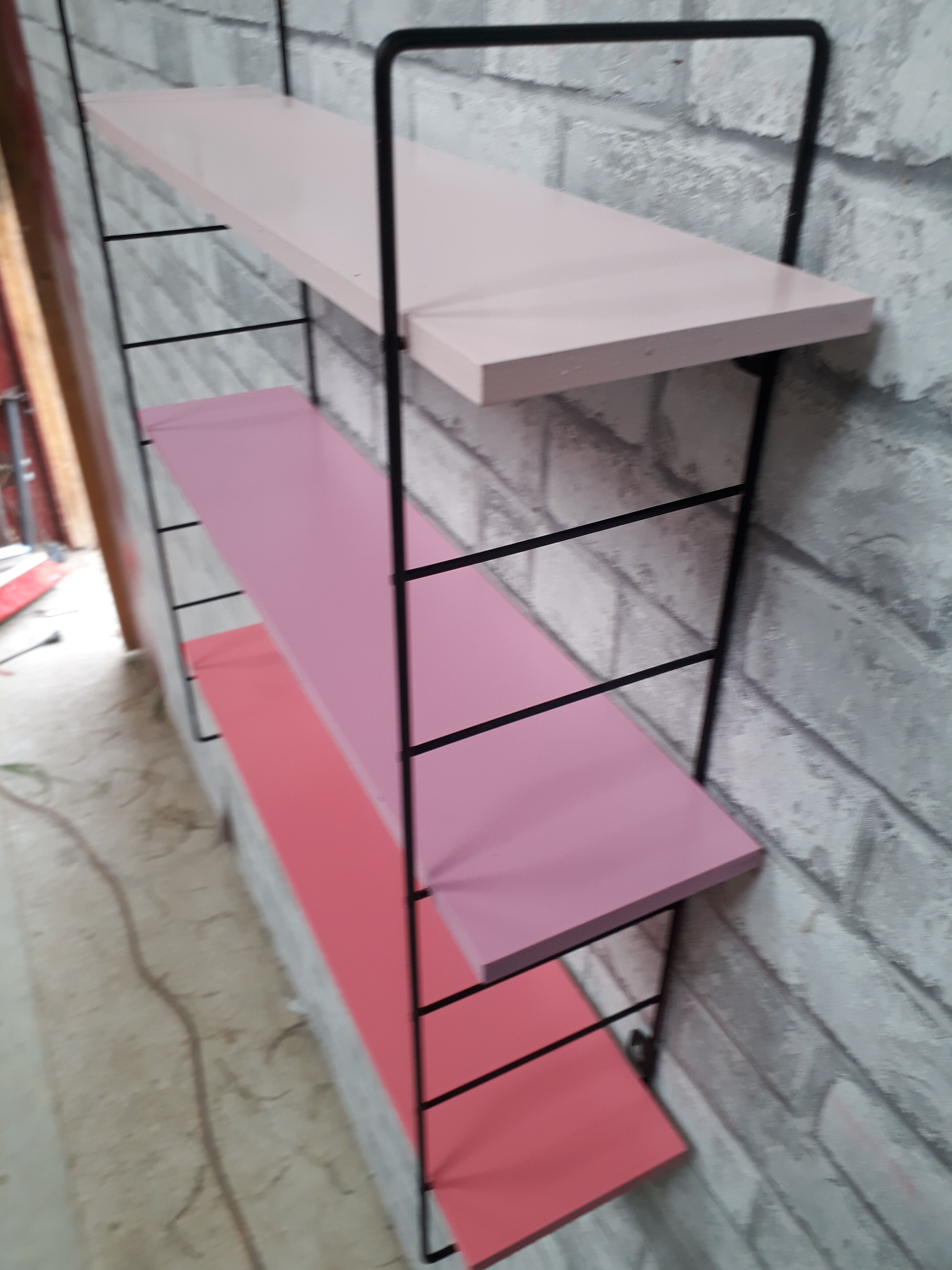 3-tone pink matte black shelf 51x50x13 cm, 80s