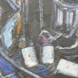Tableau peinture moderne nature morte jeu de cartes
