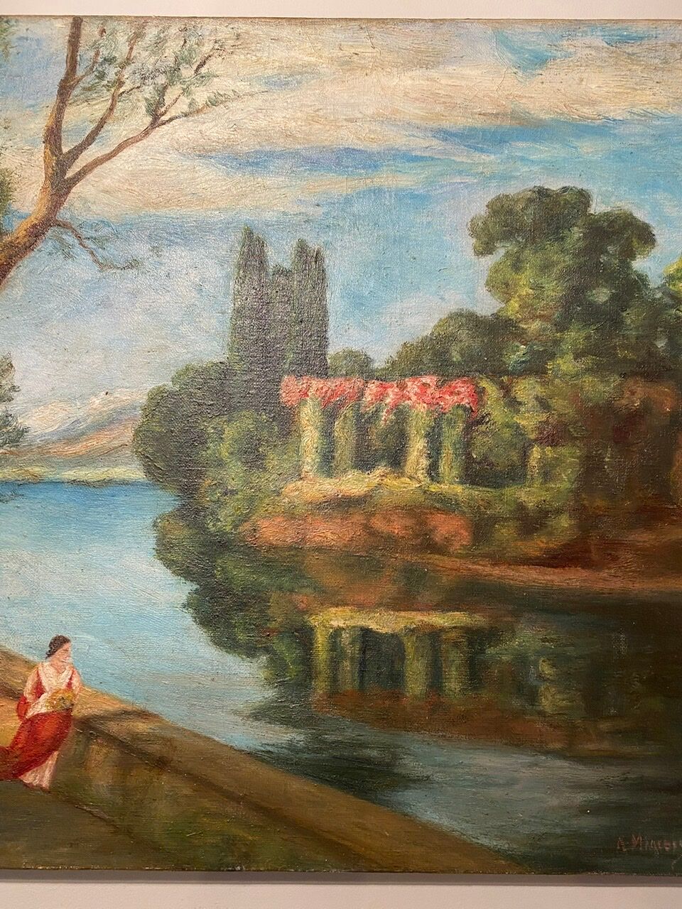 Old painting, landscape, signed, early XX century