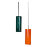 Ensemble de 2 lampes suspendues en verre Nordisk Solar Compagni / Holmegaard “74105” / Design danois moderne des années 1960.