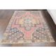 Vintage Turkish Oushak handmade wool cotton pink area rug 106x167