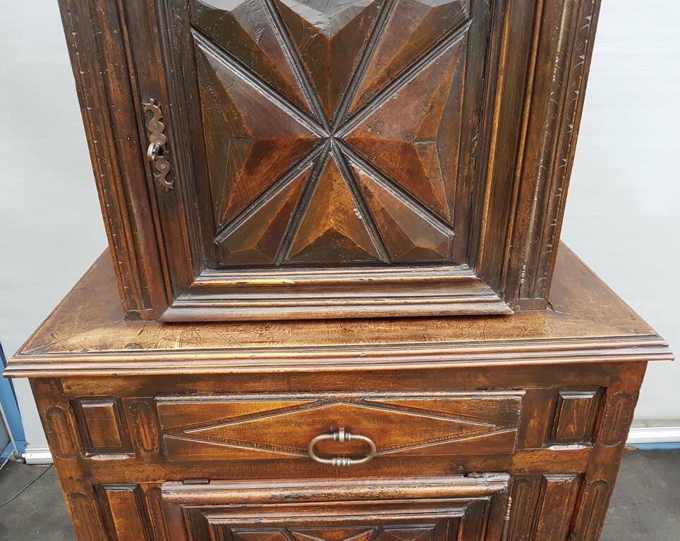 Louis XIII style two-piece recessed high wardrobe