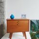 Table chevet bois pieds compas vintage