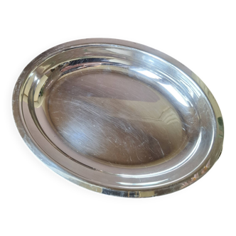 Oval silver-plated metal dish