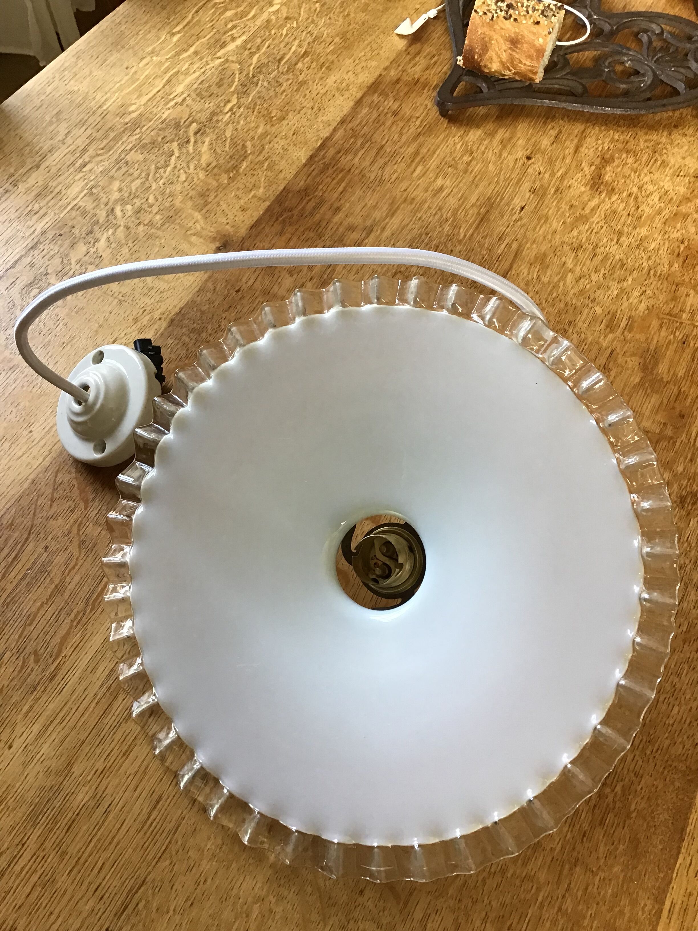 Vintage white opaline pendant lamp