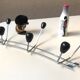 Patères vintage wall coat sores 60 modernist chrome den wood - blackened wood