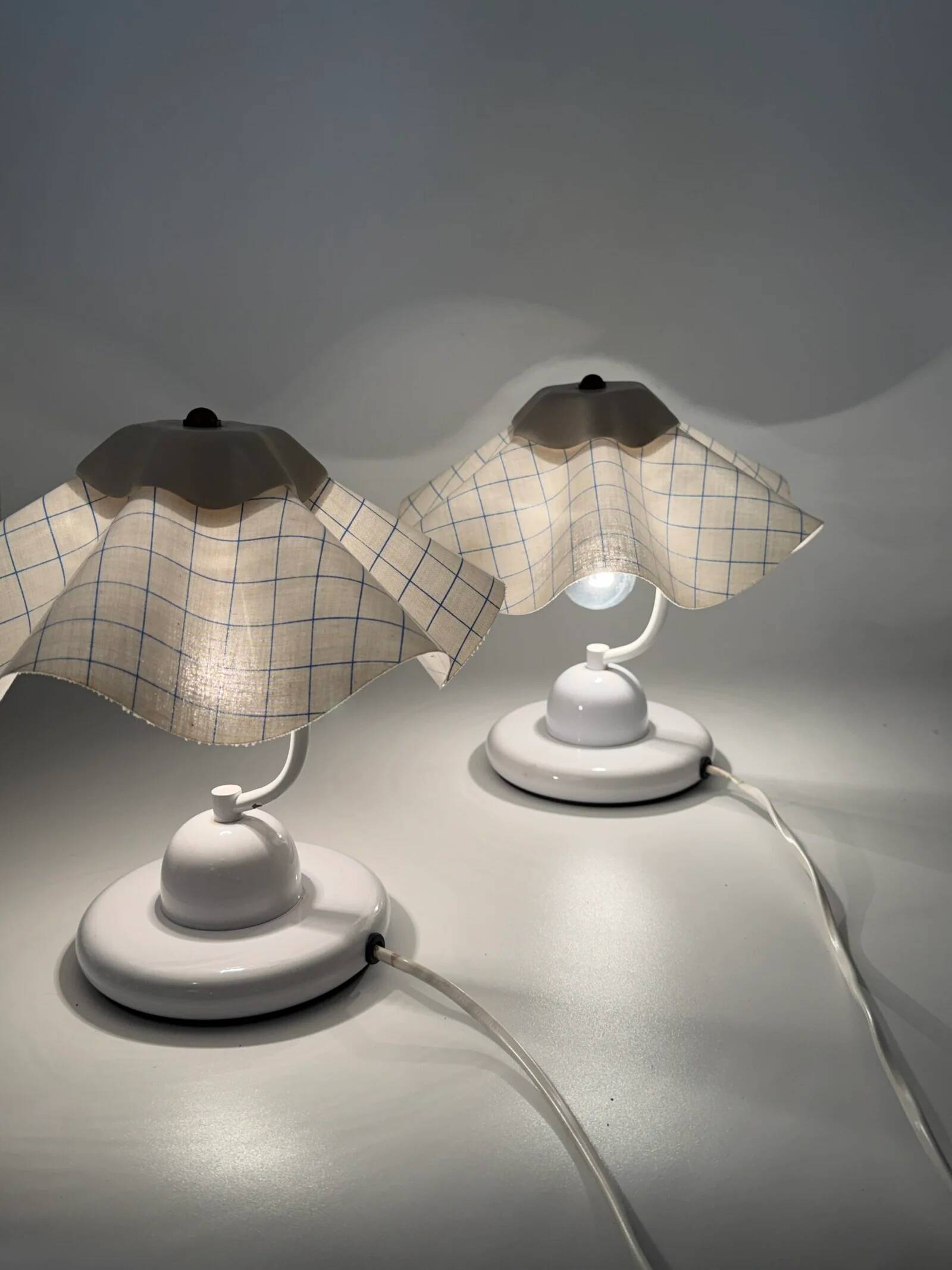 Pair of table lamps with pleated shades – 1980s