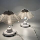 Pair of table lamps with pleated shades – 1980s