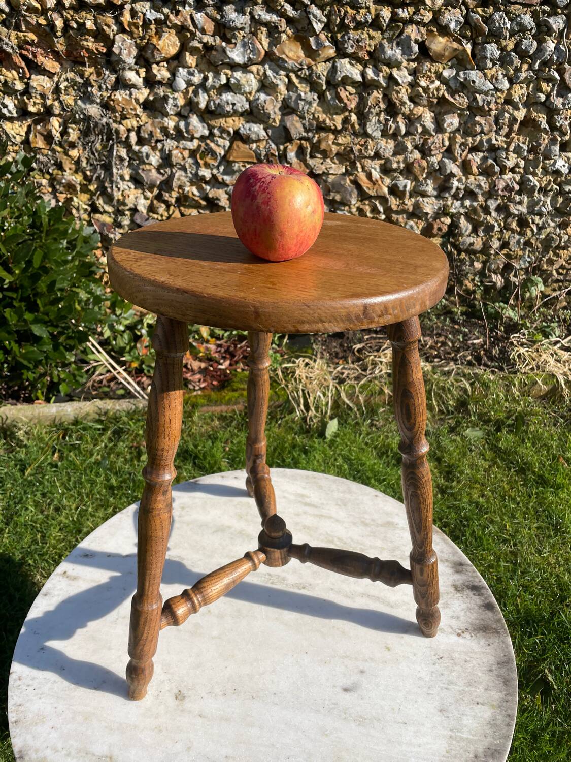 Antique oak tripod stool