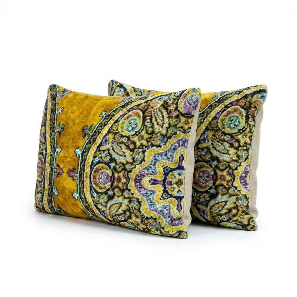 Set of 2 vintage velvet cushion covers 41x61 cm