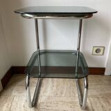 Vintage chrome and smoked glass side table