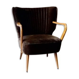 Armchair cocktail bridge vintage Scandinavian 50 60 years glossy brown