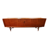 X-Large teak sideboard with tambour doors, Omer lefevre 1960s Belgium