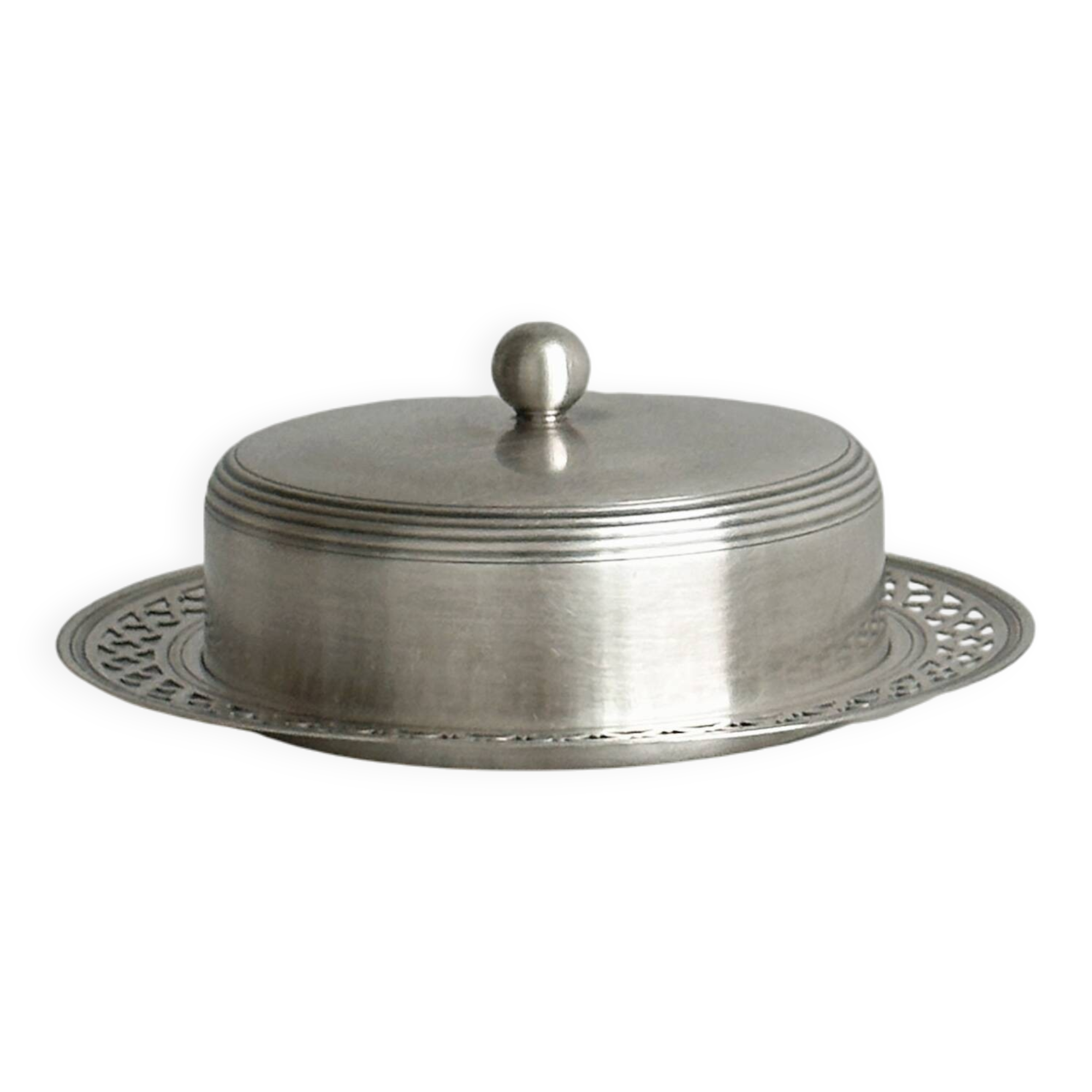 antique metal butter dish