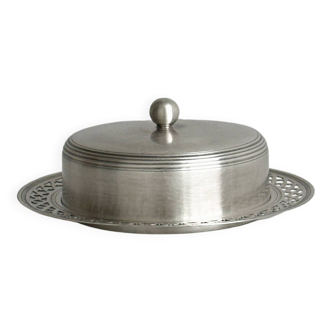 antique metal butter dish