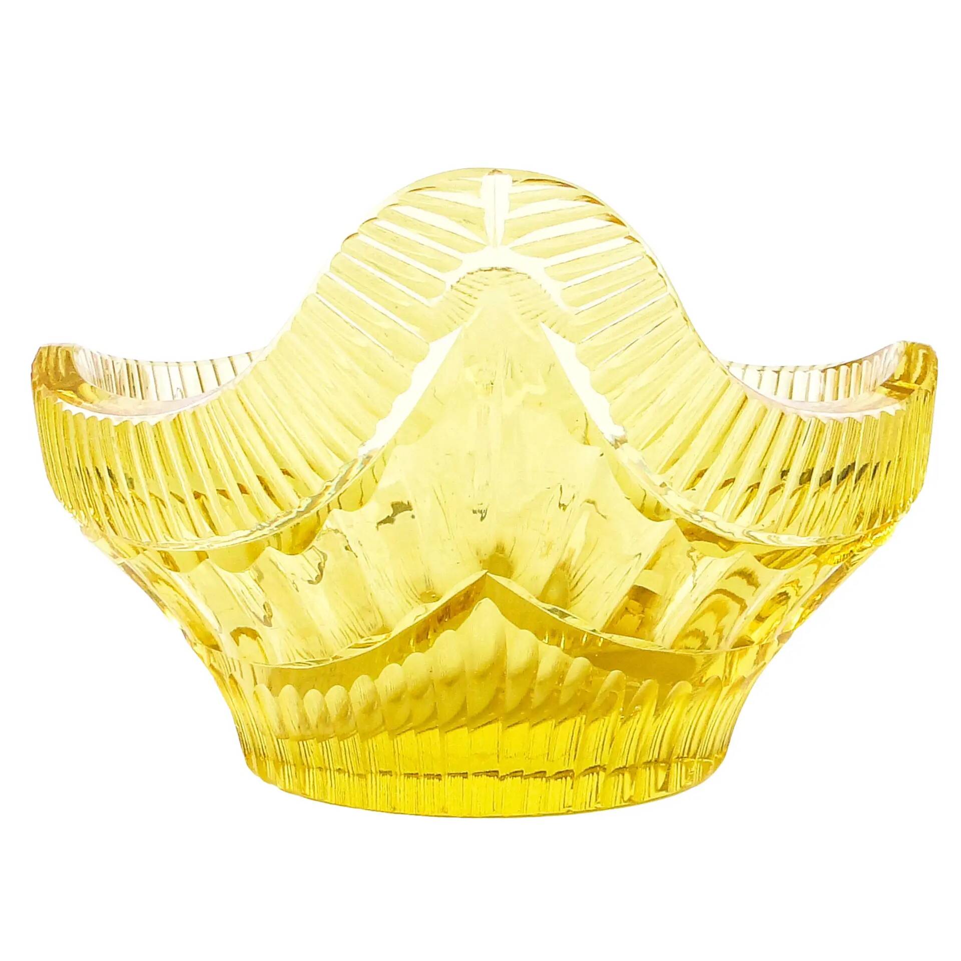 Art Deco jardiniere, lemon crystal, designed by R. Hlousek, Moser, Czechoslovakia, 1930s