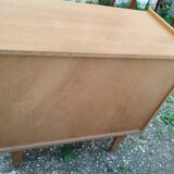 Commode en rotin ancien vintage pieds compas